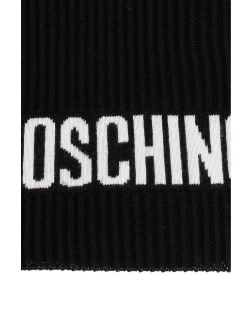 Moschino Black Ribbed Logo Scarf for men