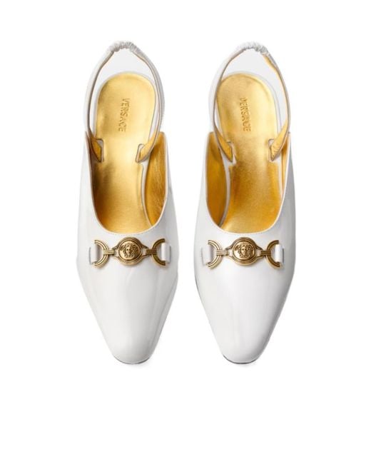 Versace White Marisa Patent Slingbacks 90 Mm
