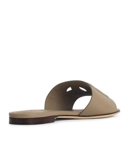 Dolce & Gabbana Brown Logo Detailed Open Toe Sandals