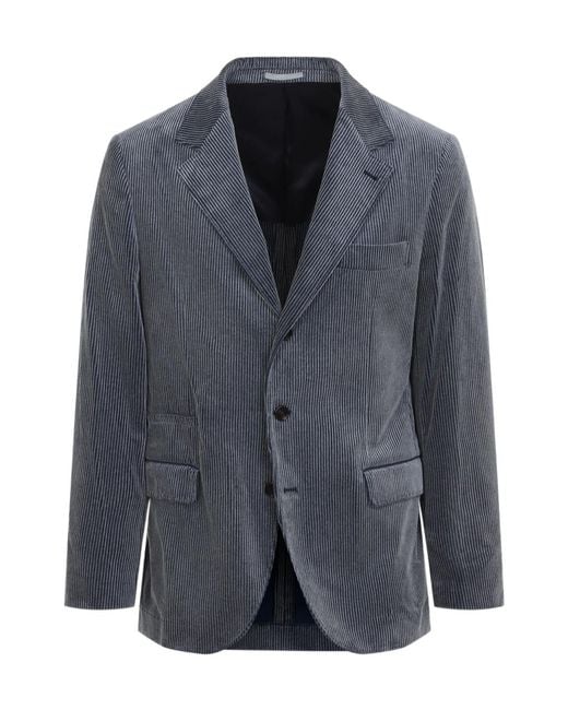 Brunello Cucinelli Blue Single-Breasted Blazer for men