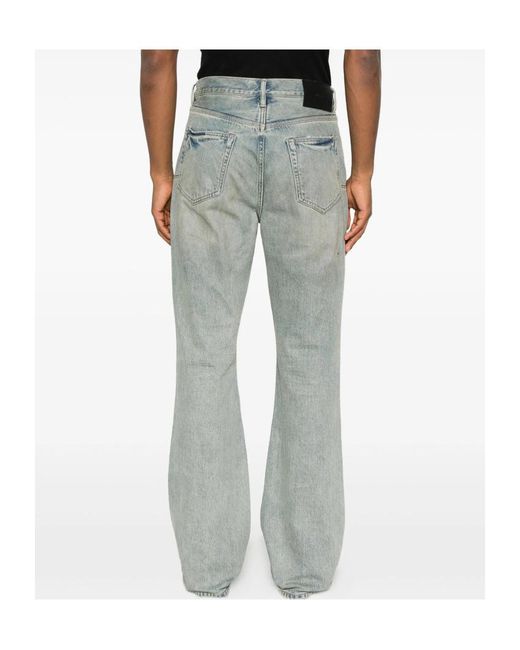 Purple Brand Gray Ripped Flared Jeans for men