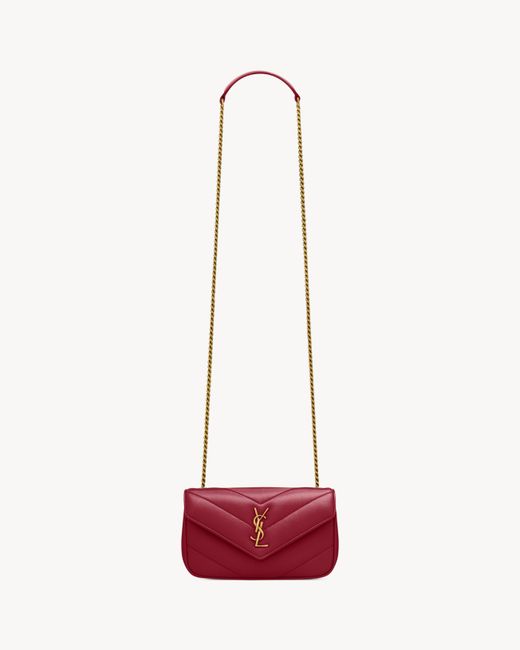 Saint Laurent Red Loulou Foldover Top Mini Shoulder Bag