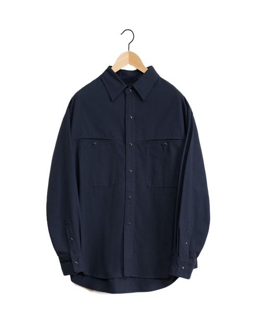 Lemaire Blue Twill Button-Up Shirt