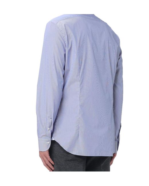 Mazzarelli Blue Striped Cotton Shirt for men