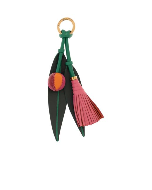 Etro Red Charm With Tassel And Leaves