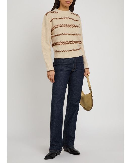 Isabel Marant Natural Roxane Embroidered Wool-Blend Jumper