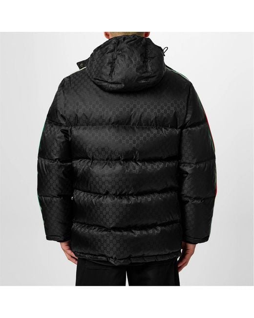 Gucci Black Logo Jacquard Webbing Down Jacket for men