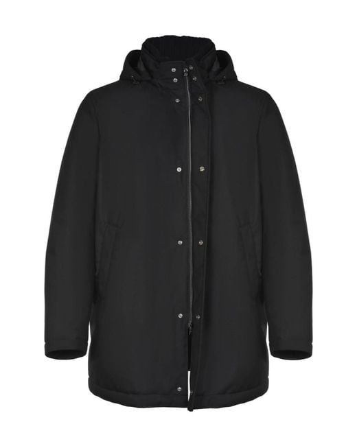 Herno Black Long-Sleeved Hooded Down Jacket for men
