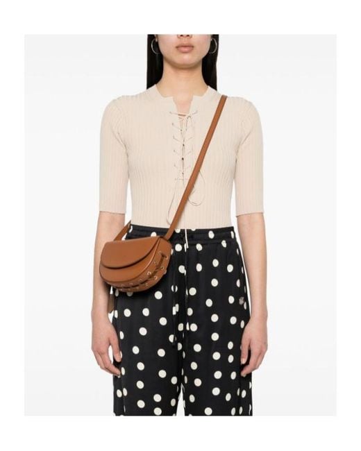 Stella McCartney Brown Frayme Whipstitch Small Shoulder Bag