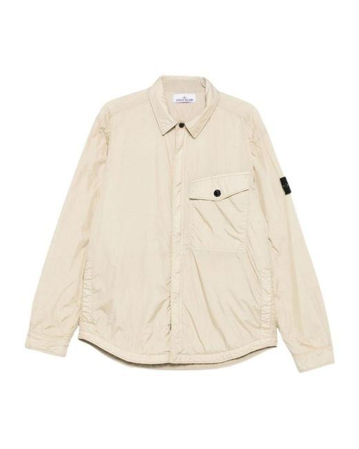 Stone Island Men's Natural Compass Patch Zip-Up Jacket