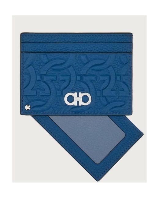 Ferragamo Blue Logo Card Bag for men