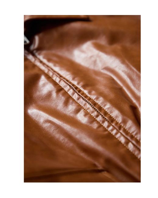 MM6 by Maison Martin Margiela Brown Faux-Leather Bomber Jacket for men
