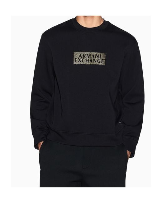 ARMANI EXCHANGE Black Logo-Print Crew-Neck Sweatshirt for men