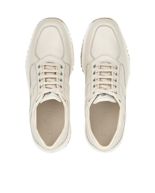 Hogan White Interactive Logo Embossed Sneakers