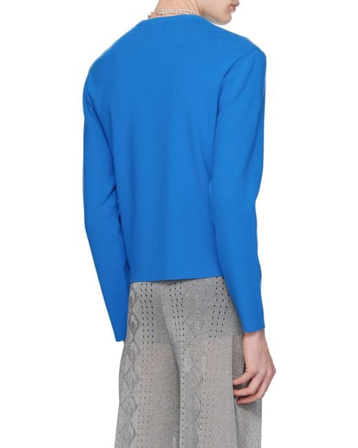 MARINE SERRE Blue Core Round-Neck Sweater for men