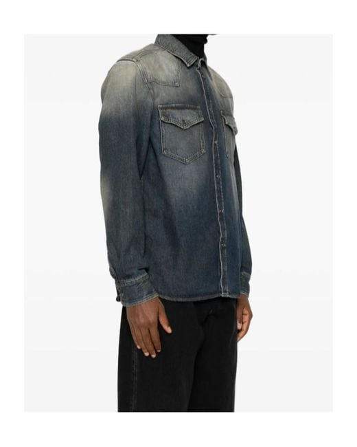Nine:inthe:morning Gray Long-Sleeve Denim Shirt for men