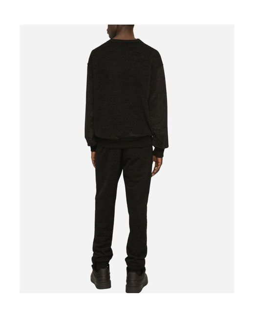 Dolce & Gabbana Black All-Over Logo Flocked Joggers for men