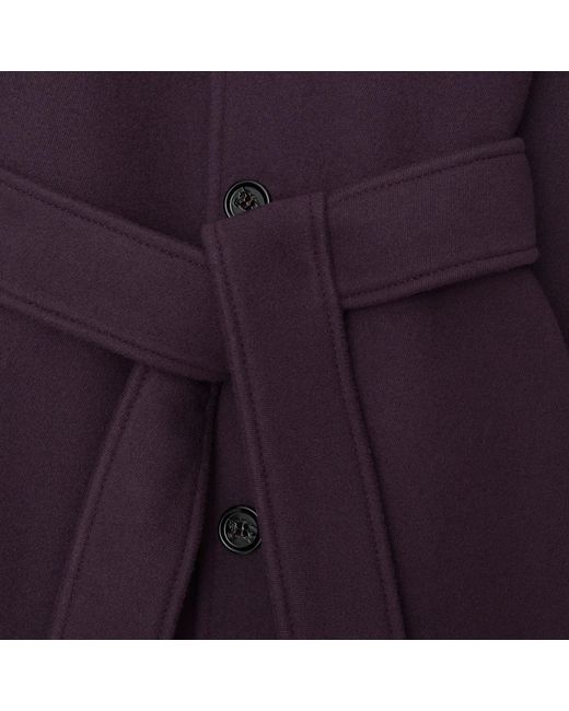 Burberry Purple Single-Breasted Belted Wool Coat