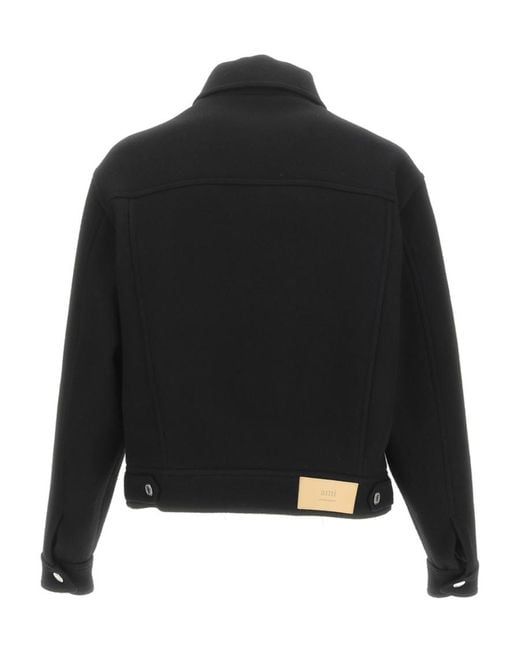 AMI Black Long-Sleeve Wool Jacket for men