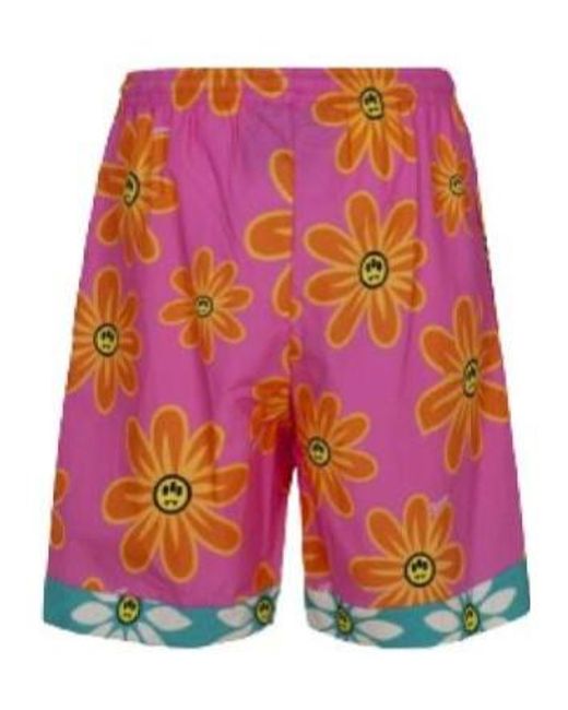 Barrow Pink Floral Printed Bermuda Shorts for men