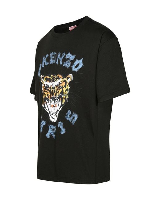 KENZO Black Drawn Tiger Printed T-Shirt for men