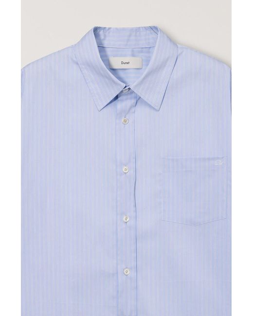 DUNST Blue Oversized Striped Short Sleeve Shirt for men