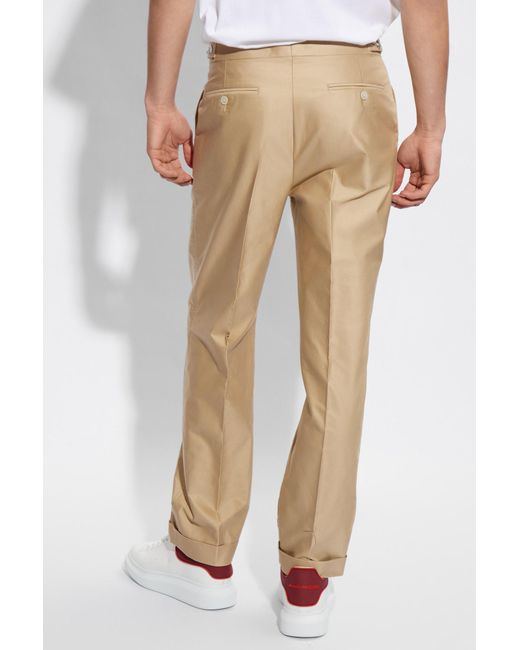 McQueen Natural Straight-Leg Tailored Trousers for men