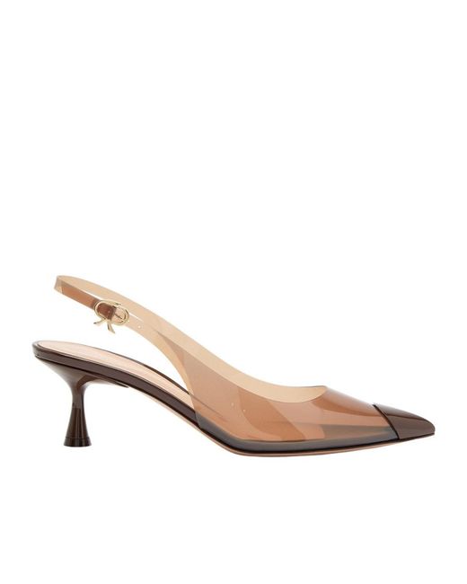 Gianvito Rossi Natural Patent Leather And Pvc Slingback Pumps
