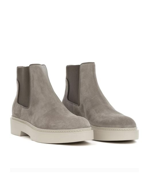 Santoni Gray Round Toe Ankle Boots