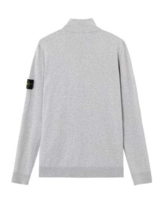 Stone Island Gray Logo Patch Zipped Jumper for men