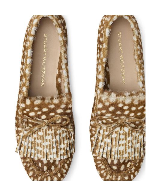 Stuart Weitzman Brown Britt Fringe Moccasin
