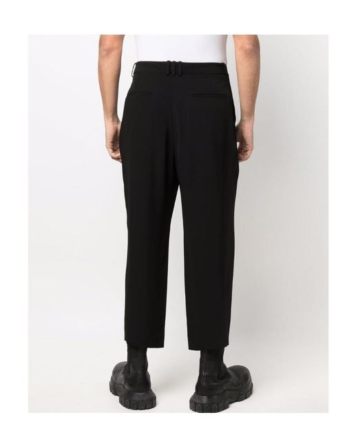 Balmain Black Side Folded Crepe Cropped Trousers for men