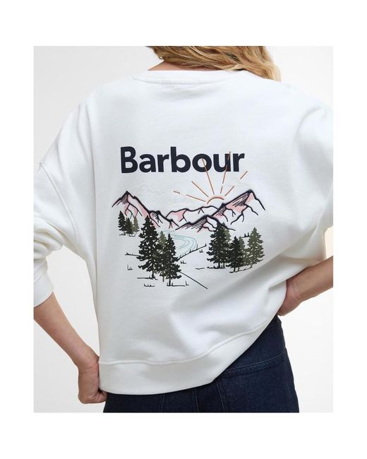 Barbour White Crew Neck Sweatshirt