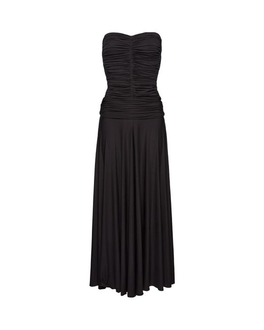 Magda Butrym Black Strapless Ruched Dress