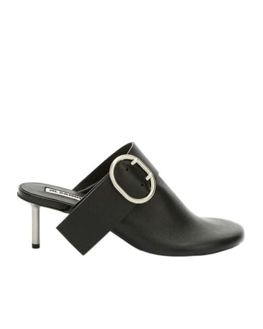 Jil Sander Black Buckled Heeled Mules