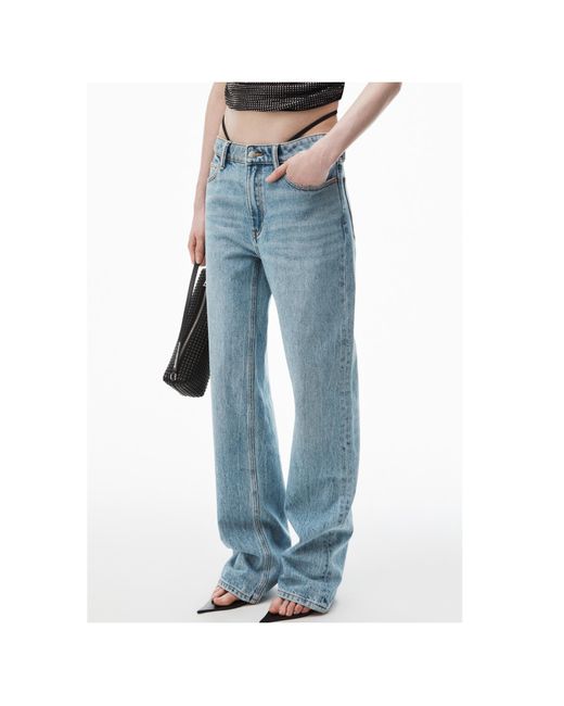 Alexander Wang Blue Pre-Styled Logo Thong Mid Rise Jeans