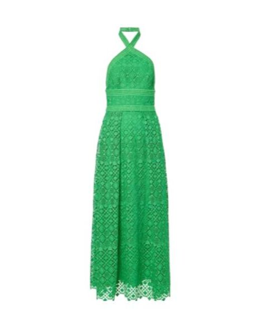 Elie Saab Green Halterneck Midi Dress
