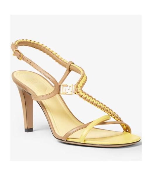 Fendi Metallic Fold Strappy Heeled Sandals