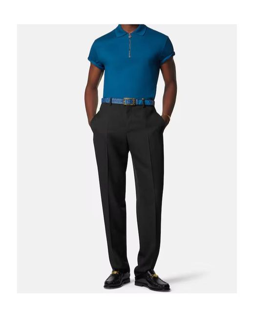 Versace Black Pleated Tailored Trousers for men