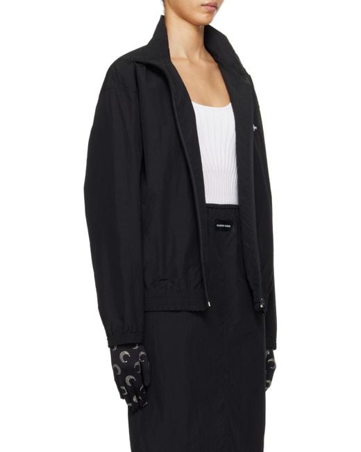 MARINE SERRE Black Logo Embroidered Sport Track Jacket for men