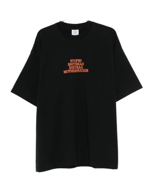 Vetements Black Short-Sleeved Crewneck T-Shirt for men