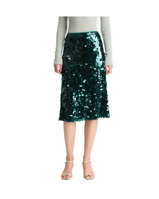 Vince Green Sequined Midi Skirt