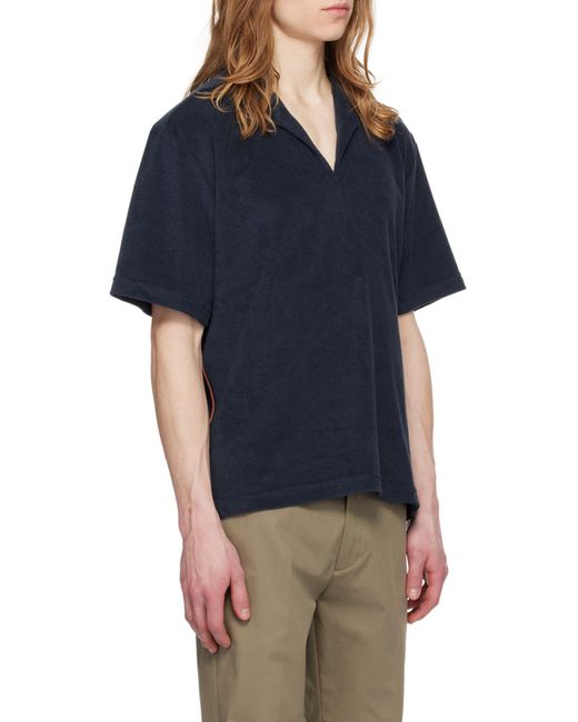 Paul Smith Blue Logo Patch Straight Hem Polo Shirt for men