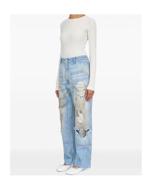 MM6 by Maison Margiela Blue Distressed Jeans