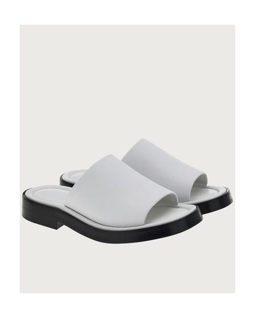 Ferragamo White Open-Toe Slides