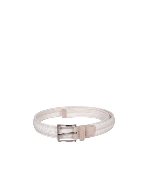 Orciani White Buckle Woven Belt for men