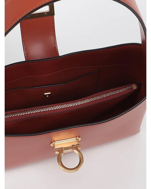 Ferragamo Red Gancini Flip-Lock Shoulder Bag