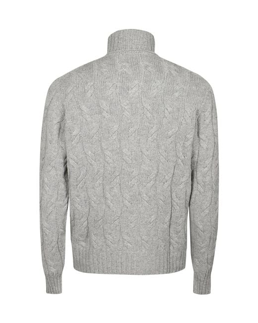 Drumohr Gray Cashmere Sweater for men