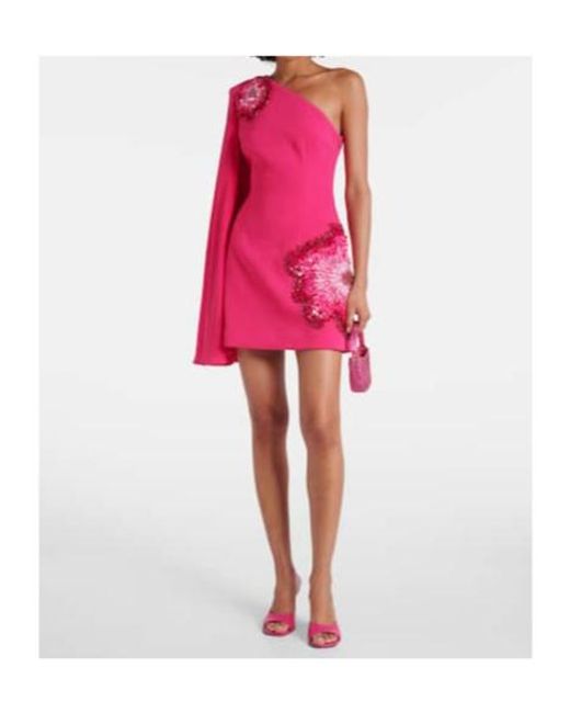 Rebecca Vallance Pink Layana Caped Embellished Minidress