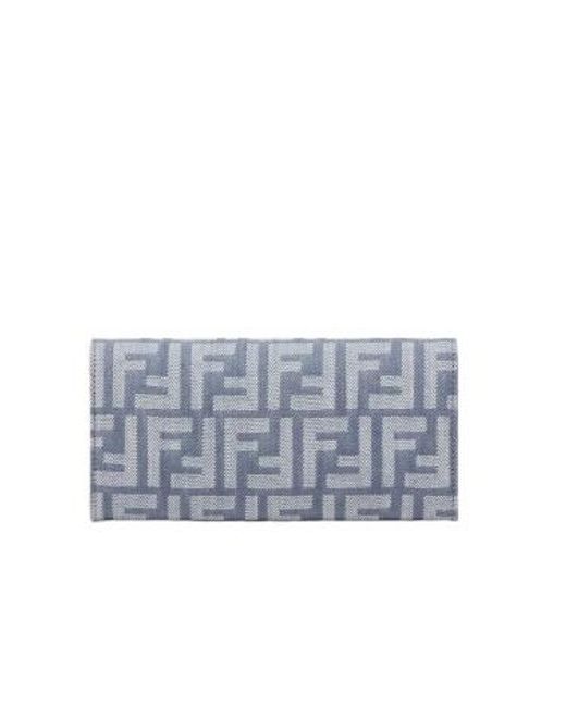 Fendi Gray Continental With Chain Baguette Wallet